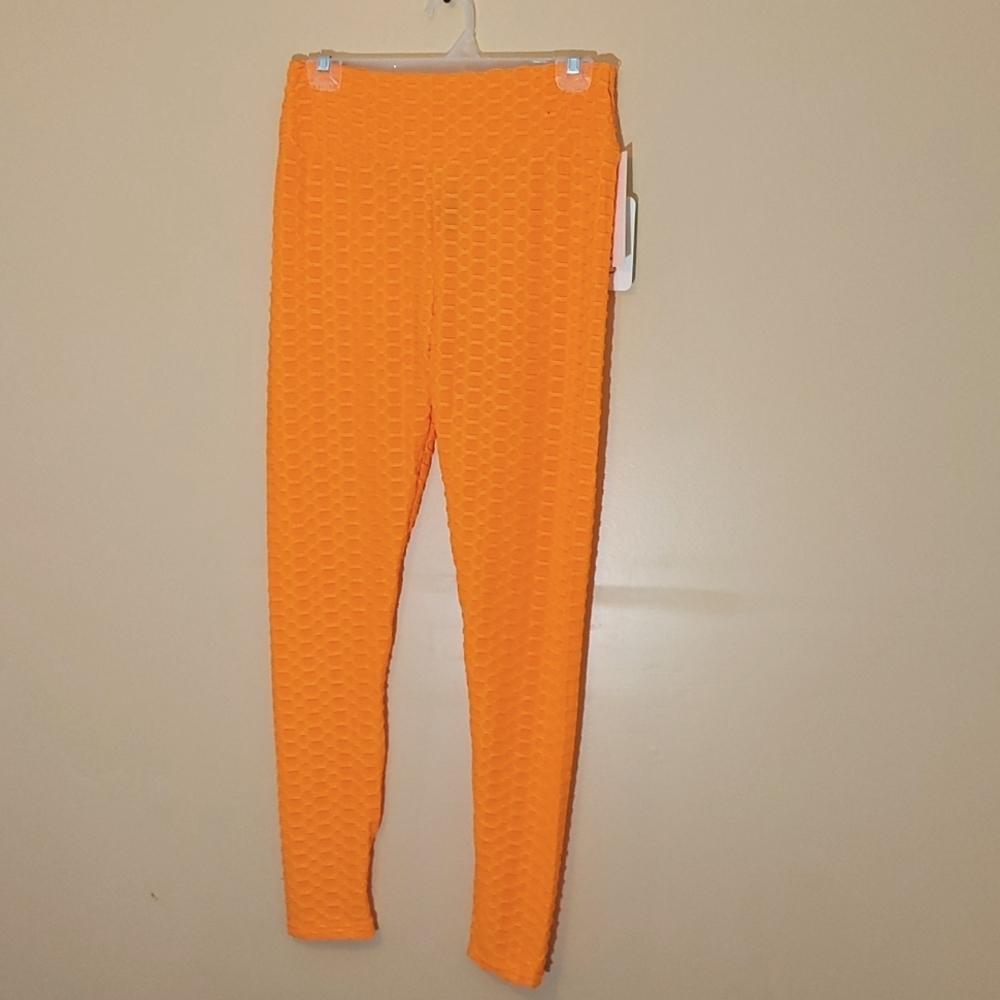Vizio|"Scrunch Butt" Neon Orange Stretch Rear Enhancing Butt Sculpting Leggings